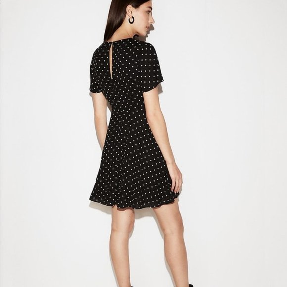 Express Dresses & Skirts - Navy Blue Express Fit and Flare Surplice Dress